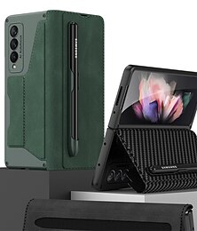 billige -telefon Etui Til Samsung Galaxy Z Fold 5 Z Fold 4 Z Fold 3 Z Fold 2 Fuldt etui Kortholder Støvsikker Dobbeltsidet Ensfarvet PU Læder