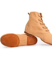 voordelige -Canvas veterschoenen voor dames in jazzdansstijl – lichtgewicht enkellaarzen met gespleten zool voor oefen-, optreden- en podiumgebruik