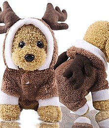 preiswerte -Haustier Hund schöne Pullover Kleidung Chirstmas Rentier Winter Fleece Hoodie Outfit Sweatshirts weiche warme Weihnachten Festival Welpen Sweatshirt Mantel Bekleidung