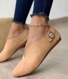 ieftine -Pentru femei Pantofi Flați Mărime Plus Size Pantofi de confort În aer liber Birou Zilnic Culoare solidă Vară Cataramă Toc Drept Vârf ascuțit Casual minimalism Piele de Căprioară Imitație Piele Loafer