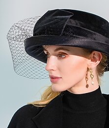 economico -moda elegante velluto fascinators / cappelli con fiocco / fiocco in raso / tulle 1pc occasione speciale / festa / sera / copricapo da giorno delle signore