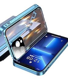billige -telefon Etui Til Apple iPhone 14 13 12 11 Plus Pro Max Magnetisk adsorptionsetui Dobbeltsidet Anti kig Beskyttelse af kameralinser Ensfarvet Metal