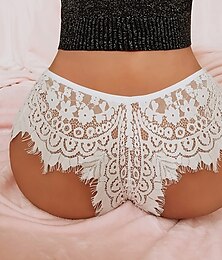 cheap -Women's Plus Size Sexy Lingerie Panties Solid Colored Sexy Spring, Fall, Winter, Summer White Black Big Size S M L XL XXL / Lace