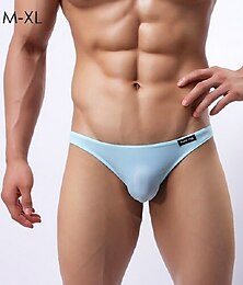 baratos -Homens 3 pacotes Calcinha sexy Cuecas Slip Cintura Baixa Seda Fibra Sintética Cor Sólida Preto Branco
