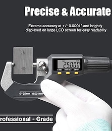 billige -digitalt mikrometer profesjonelt måleverktøy for tomme/metrisk tykkelse 0,00005/0,001 mm oppløsning tykkelsesmåler beskyttelsesdeksel med ekstra batteri