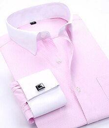 cheap -Men's Shirt Dress Shirt Blue Yellow Plaid Pink Long Sleeve Collar Wedding Clothing Apparel