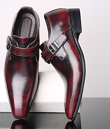 cheap -Men's Oxfords Dress Shoes Monk Shoes Vintage Classic British Christmas Office & Career Xmas PU Buckle Black Burgundy Brown Spring Fall Winter