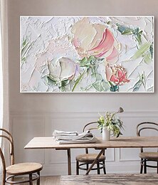 olcso -kézzel készített olajfestmény vászon fali művészet dekoráció absztrakt növény virágos festmény fehér virág lakberendezéshez hengerelt keret nélküli feszítetlen festmény