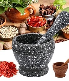 cheap -Resin Mortar Pestle Set Garlic Herb Spice Mixing Grinding Crusher Bowl Garlic Press Herb Pepper Mixing Pot Restaurant Kitchen Tools