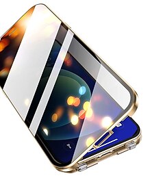 billiga -telefon fodral Till iPhone 16 15 14 Pro Max Plus iPhone 13 12 11 Pro Max Mini Magnetiskt adsorptionsfodral Helkroppsskydd Dubbelsidig Anti kik Ensfärgat Härdat glas Metall