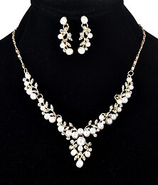 abordables -Boucle d'Oreille Créoles 2 Imitation Perle Alliage 1 Collier Boucles d'Oreilles Femme à la mode Elégant Mode Mignon Adorable Géométrique Précieux Forme Géométrique Parure de Bijoux Pour Ecole Cadeau
