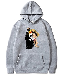 abordables -One Piece Monkey D.Luffy Sweat à capuche Anime Dessin Animé Animé Harajuku Art graphique Kawaii Pour Couple Homme Femme Adulte Rentrée scolaire Estampage à chaud