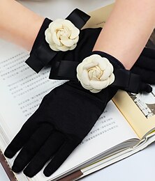 voordelige -Satijn Polslengte Handschoen Vintage-stijl / Eenvoudige Stijl Met Bloemen Bruiloft / feesthandschoen