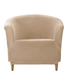 abordables -Funda de terciopelo para sillón tipo barril, funda elástica color burdeos para sillón, funda de 1 pieza para sillón tipo barril, funda protectora para sofá, funda de licra de felpa para sofá de sala