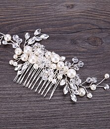 abordables -Peignes Casque Accessoires pour cheveux Imitation Perle Fil de cuivre Mariage Fête / Soirée Mariage Mariée Avec Perle fausse Cristal / strass Casque Couvre-chef