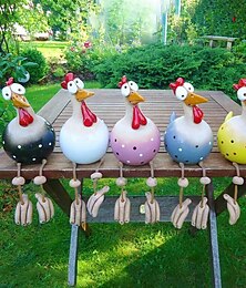 voordelige -kip tuin decor standbeelden sculpturen decoratie huis dier grappige hars beeldjes tuin plug aardewerk figuur ornamenten