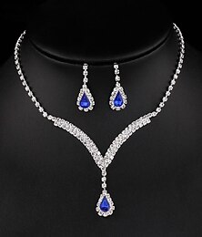 cheap -Bridal Jewelry Sets 2pcs Clear Rhinestone Alloy 1 Necklace Earrings Women's Personalized Stylish Artistic Classic Precious irregular Jewelry Set For Wedding Special Occasion Street