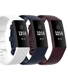 economico -3 pezzi Cinturino per orologio  per Fitbit Charge 4 / Charge 3 / Charge 3 SE Silicone Sostituzione Cinghia Soffice Elastico Traspirante Cinturino sportivo Polsino