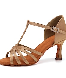 abordables -chaussures de danse latine nude pour femmes avec lanières – talons confortables à semelle en daim pour la salsa, le tango et la danse de salon