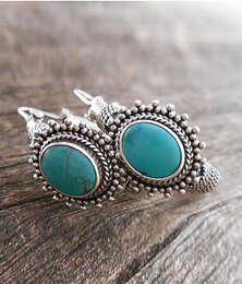 economico -lungo rui vendita calda an orecchini turchesi retrò moda stile boho orecchini ovali