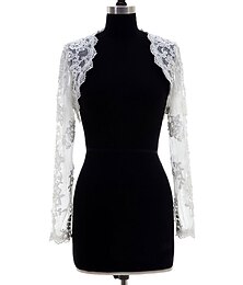 cheap -Shawl & Wrap Shawls Women's Wrap Bolero Sexy Bridal Long Sleeve Lace Wedding Wraps With Pure Color For Wedding Spring & Summer
