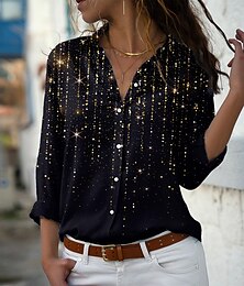 economico -Camicia da donna gialla rosa blu grafica stampa a bottoni maniche lunghe casual weekend streetwear colletto regolare S