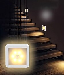 abordables -LED veilleuse capteur de mouvement lampe de nuit intelligente à piles wc lampe de chevet pour chambre couloir voie toilette éclairage à la maison