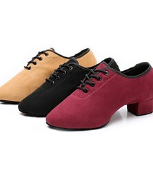 abordables -chaussures de danse à lacets en daim pour femmes avec semelle en daim souple – chaussures de salon confortables à talon bas pour une utilisation professionnelle et pratique