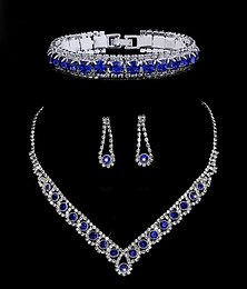 abordables -Nuptiales Parures 3 Strass 1 Collier 1 Bracelet Boucles d'Oreilles Femme Naturel Mode Européen Mignon Frais Le style rétro Précieux Forme Géométrique Parure de Bijoux Pour Soirée Mariage Cadeau