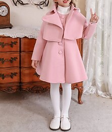 baratos -Para Meninas 3D Tecido Casaco Manga Longa Outono Inverno Estilo bonito Adorável Infantil 3-12 anos Diário Normal