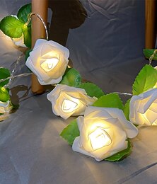 お買い得  -バラの花の葉の妖精のストリングライト 3m-20LED 1.5m-10LED 結婚式 ガーデンパーティー 休日 バレンタイン ライト 装飾 電池またはUSB電源