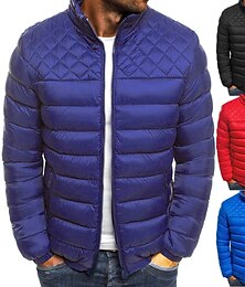 economico -giacca trapuntata da uomo giacca imbottita giubbotti bomber giacca invernale diamante zip up colletto in piedi nervatura varsity antivento traspirante tuta sportiva leggera trench top pesca sci in viaggio