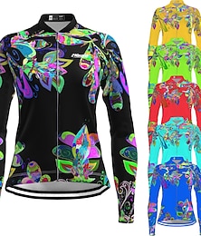 abordables -Mujer Maillot de Ciclismo Manga Larga Bicicleta Camiseta con 3 bolsillos traseros MTB Bicicleta Montaña Ciclismo Carretera Transpirable Secado rápido Dispersor de humedad Bandas Reflectantes Negro