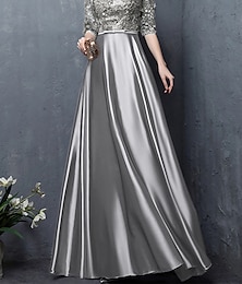 levne -Šaty pro matku nevěsty A-line svatební host elegantní vintage s vysokým výstřihem podlahové délky satén poloviční rukáv s mašlí a aplikacemi - šaty které ohromí