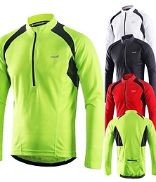 cheap -Arsuxeo Men's Long Sleeve Cycling Jersey Downhill Jersey 4 pockets Summer Polyester Green White Dark Gray Solid Color Bike Jersey Mountain Bike MTB Road Bike Breathable Quick Dry Reflective Strips