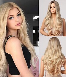 economico -parrucche bionde per donna parrucche da donna in oro sfumato marrone, parrucche ondulate naturali per capelli ricci di media lunghezza da donna, parrucche femminili bianche, parrucche cosplay,