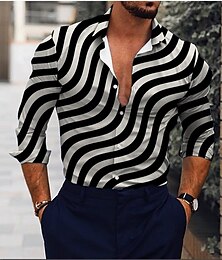 economico -Per uomo A strisce Geometrica Camicia Camicia con bottoni Manica lunga Festa Originale Informale Da mare Giornaliero Per eventi Colletto Nero Giallo Rosso Viola