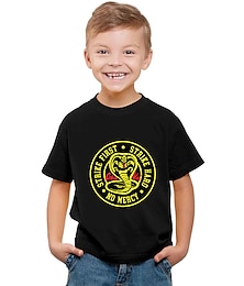 abordables -Cobra Kai Niño del karate T-Shirt Animé Dibujos Anime Harajuku Gráfico Kawaii Para Chico Chica Niños Carnaval Mascarada día de San Patricio Estampado en caliente