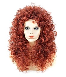 baratos -Peruca medieval selvagem e indomável peruca longa e cacheada peruca ruiva para mulheres perucas afro vermelhas para cosplay perucas de Halloween