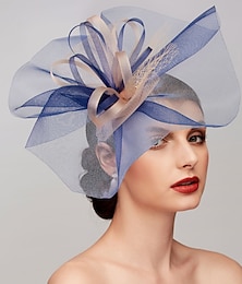 abordables -rayas elásticas / tocados de red sombrero kentucky derby / tocado con lazo / gorra 1 pieza boda / carrera de caballos / tocado de copa melbourne