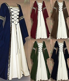 Χαμηλού Κόστους -Μεσαίωνα Αναγέννησης Κοκτέιλ Φόρεμα Vintage Φόρεμα Φορέματα Φόρεμα χορού Βίκινγκ Ξένος Μεγάλα Μεγέθη Ξωτικό Γυναικεία Απόκριες Πάρτι Φεστιβάλ Φόρεμα