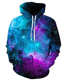 economico -Per uomo Stampa galassia stellata Felpa con Cappuccio Felpe con cappuccio Felpa Designer Casual Manica Lunga Con Cappuccio Quotidiano Bianco Rosa progettista