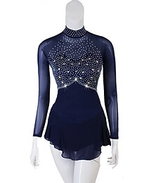 economico -Pattinaggio artistico ghiaccio Abito Cristalli / Strass Per donna Da ragazza Addestramento Prestazioni Manica lunga Alto Retato Elastene