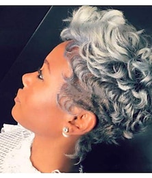 baratos -Perucas sintéticas encaracoladas afro para mulheres negras perucas cinza curtas para mulheres negras perucas encaracoladas pretas afro-americanas curtas