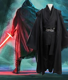 voordelige -Obi-Wan Kenobi Jedi Ridder Cosplay kostuum Outfits Kostuum Voor heren Jongens Film cosplay Cosplay Accessoire set Zwart Bruin Carnaval Maskerade Top Broeken Mantel