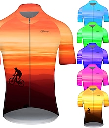 abordables -Hombre Maillot de Ciclismo Manga Corta Bicicleta Maillot Camiseta con 3 bolsillos traseros MTB Bicicleta Montaña Ciclismo Carretera Ciclismo Transpirable Secado rápido Resistente a los UV Amarillo