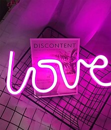 abordables -led néons amour forme veilleuse saint valentin confession signe lampe batterie usb double alimenté veilleuse pour noël mariage fête d'anniversaire décoration