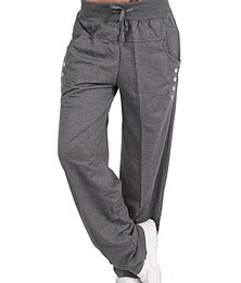 abordables -Mujer Pantalones Deportivo Casual Longitud total Cintura Media Color sólido Microelástico Vacaciones Diario Fin de semana Negro Azul Marino Oscuro Gris Ligero Gris Oscuro Otoño Invierno Ajuste regular