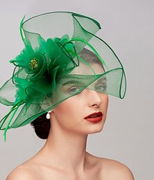 billige -fjer / net fascinators kentucky derby hat / hovedstykke med fjer / kasket / blomst 1 stk bryllup / hestevæddeløb / melbourne kop hovedstykke