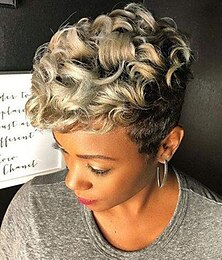 abordables -Perruques blondes pour femmes perruques synthétiques courtes bouclées résistantes à la chaleur pour femmes perruques de cheveux bouclés colorés pour femmes afro-américaines